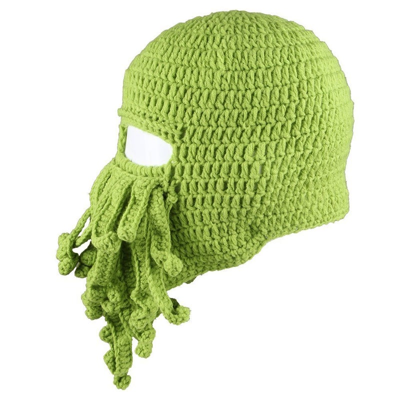 Kafeimali Men's Head Barbarian Vagabond Beanie Original Foldaway Beard Octopus Pirate Hats Bearded Caps (Green) - Image 3